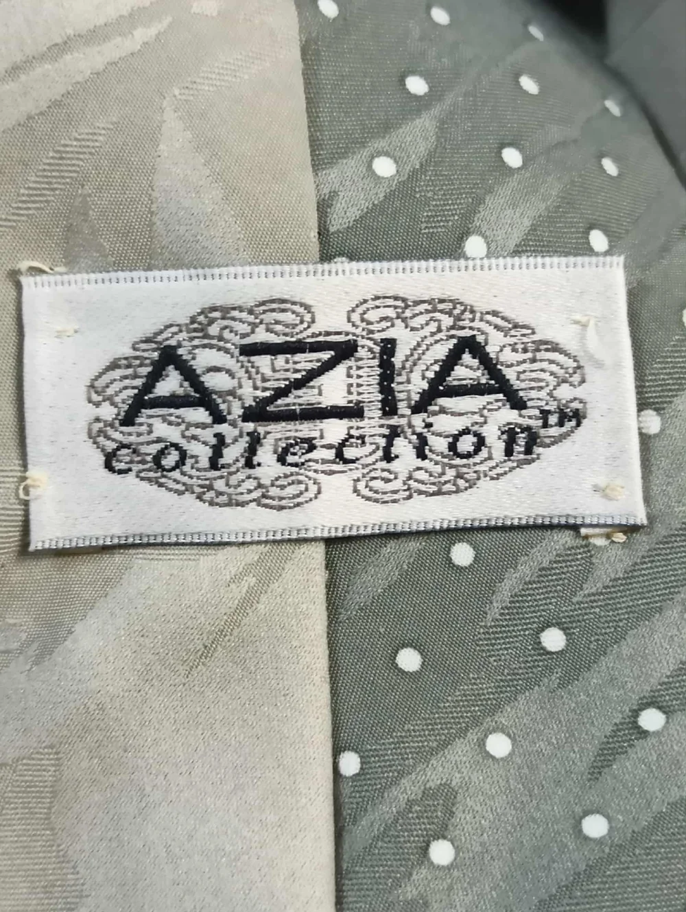 AZIA COLLECTION Vintage Baroque Chain Silk Blend Tie Gold Black White Statement